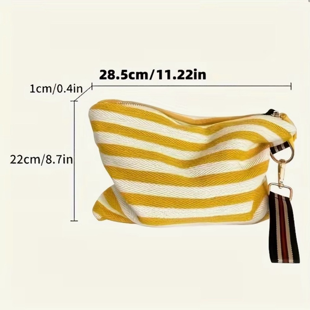 Yellow & White Striped Wristlet Clutch with Tassels - Picture 7 of 7
